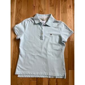 Tommy Hilfiger Baby Blue Classic Polo Women 90s Cotton Golf Vintage (size M)